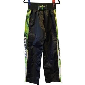Premier Men M Taekwondo Martial Arts Wide Leg Pants Uniform Black Green Satin